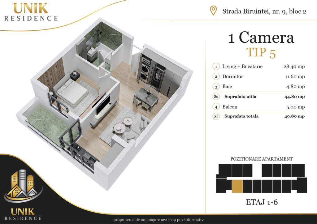 De vânzare apartament 1 cameră