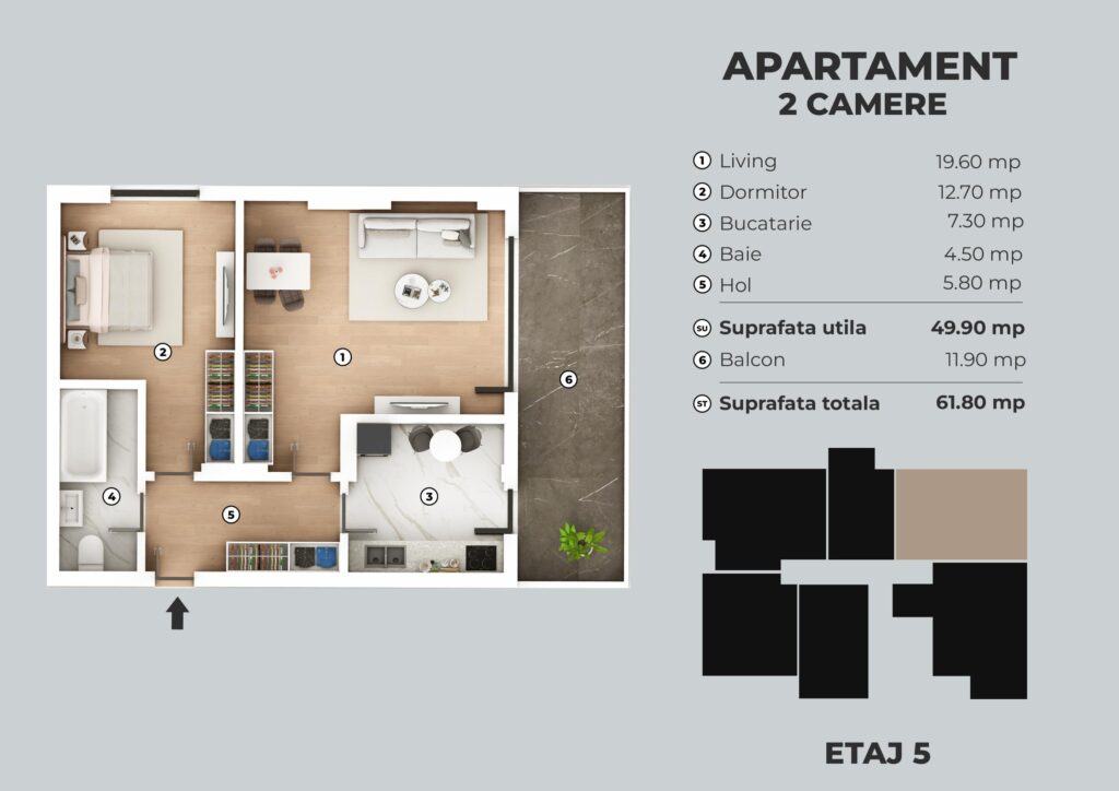 Apartament 2 camere, 50mp, Unik Residence 9