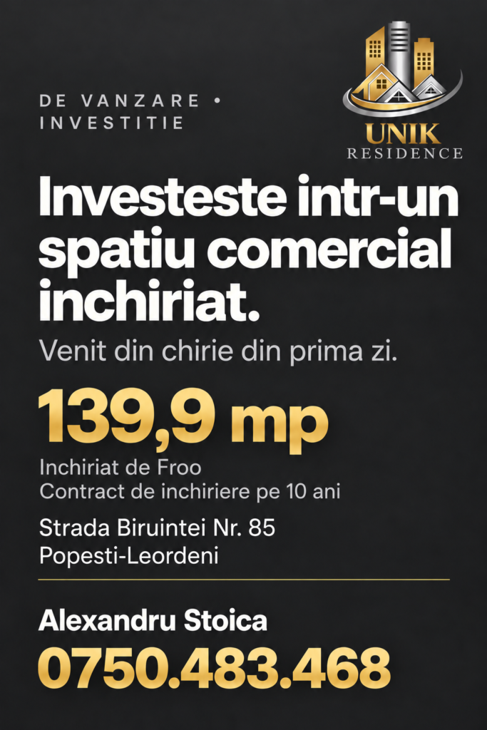 Spatiu Comercial de vanzare inchiriat de FROO - Biruintei 85