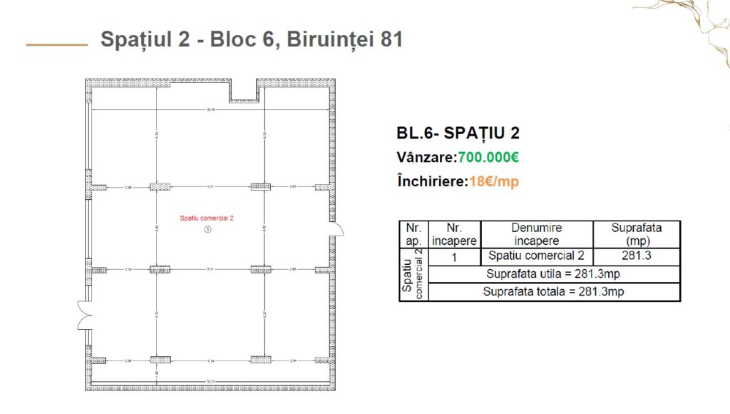 Spatiu Comercial de Vanzare sau Inchiriere 81 Residence